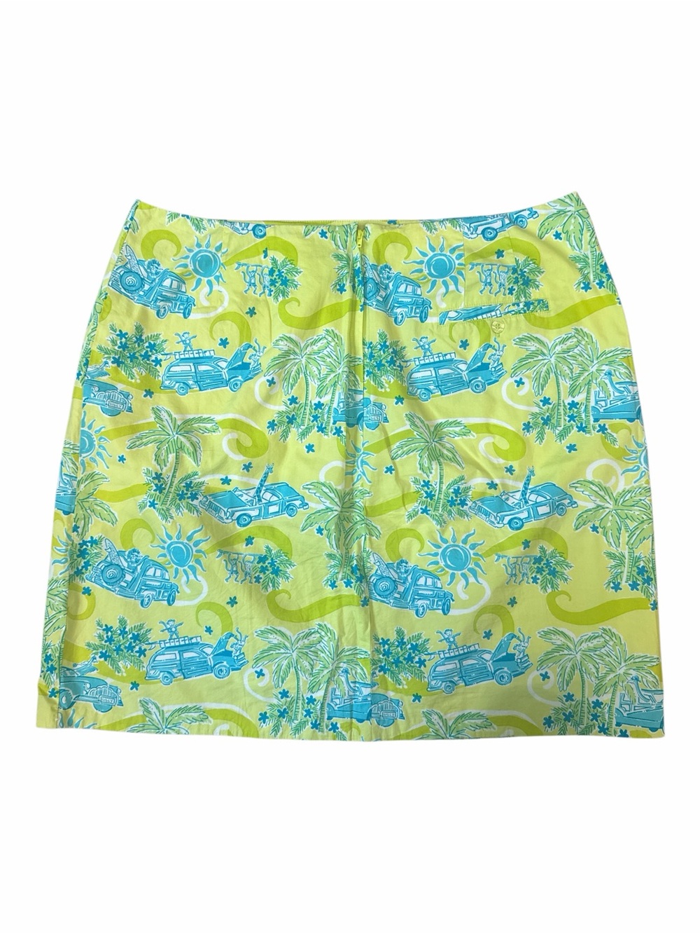 Vintage Lilly Pulitzer Lime & Aqua Tropical Print Mini Skirt Women’s size 16 - Picture 3 of 8